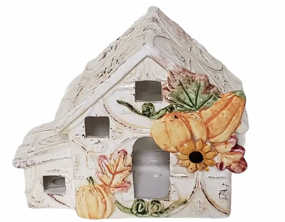 Fall Pumpkin Patch Gourd Sunflower Festive Shine Through Votive Candle Holder